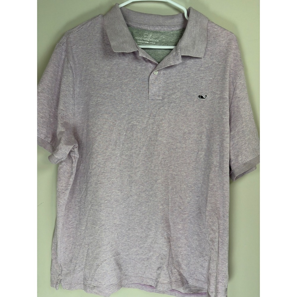 Vineyard Vines Edgartown Polo Shirt Mens Large Purple Heathered Whale Logo
